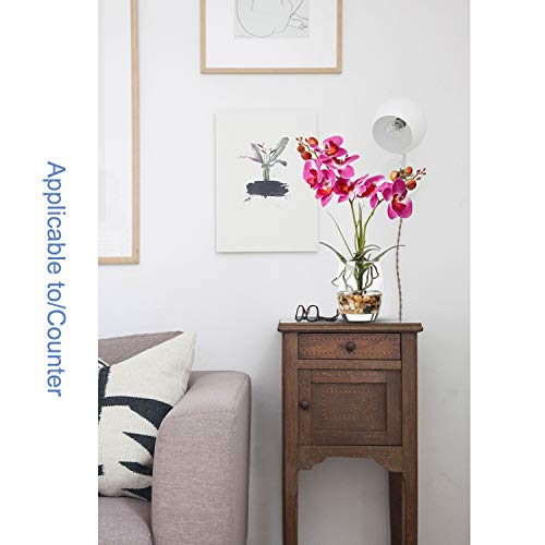 Jusdreen Artificial Flower Bonsai With Glass Vase Vivid Orchid Flowers Arrangement Phalaenopsis Flowers Pot For Home Office Décor Table Centerpiece House Decorations(Glass Vase/Purple Orchid) #TOP4