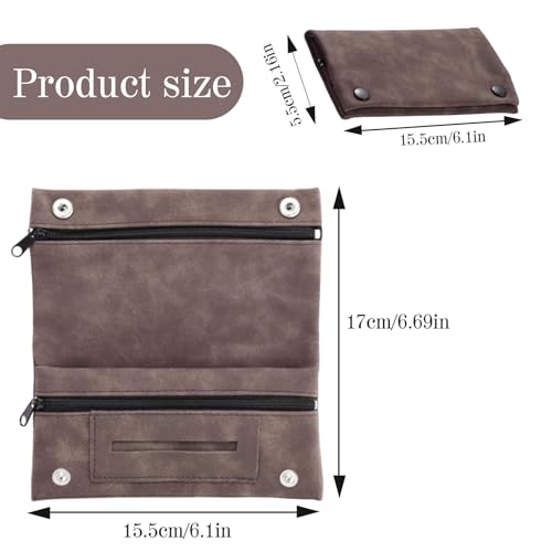Bolsa de tabaco de cuero marrón impermeable con cierre magnético de 6.1 x 2.2 2
