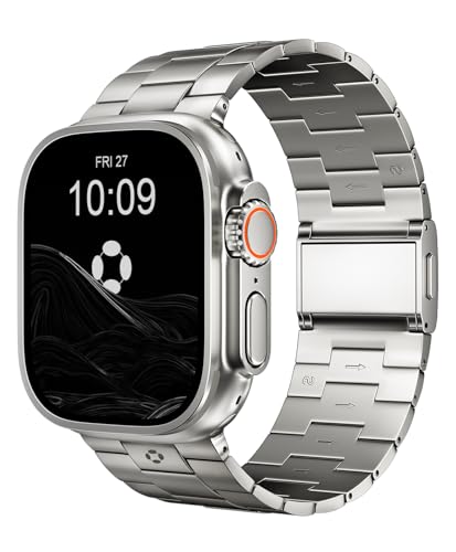 Image of Titanium Watch Band Compatible with Apple Watch Ultra 3 & Ultra 2 1 49mm - 26mm Wide-Body Metal Apple Watch Ultra Band with Scratch Resistant DLC Coating for men - CRNS01 Business Series