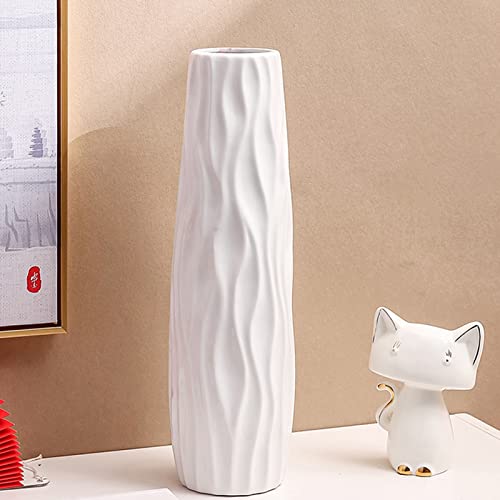 Grand vase de sol rustique en céramique blanche pour fleurs de table - 5