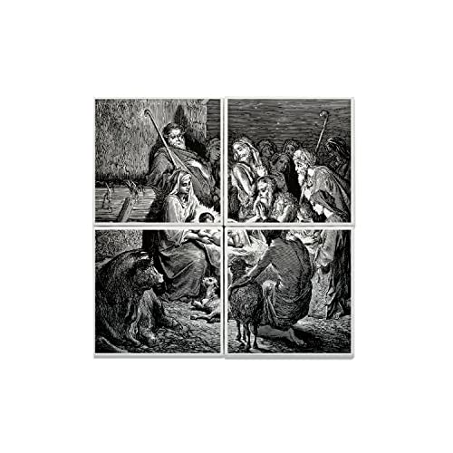 Carreaux céramique Nativité Noël 15,2x15,2cm - Décoration murale Enfant Jésus