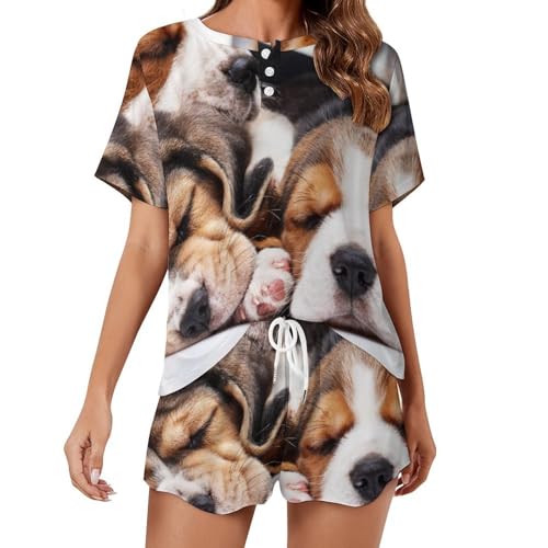 Pyjama pour femme manches courtes en textile ultra respirant pour l'été