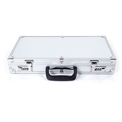 45x25x7.5cm Aluminum New Framed Locking Gun Pistol HandGun Lock Box Hard Storage Carry Case Silver