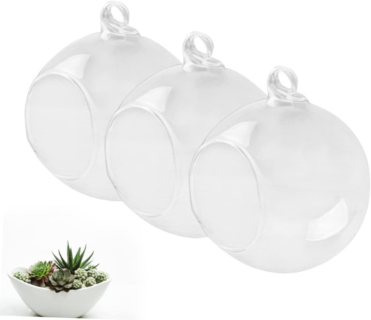 Unomor 6pcs Clear Hanging Glass for Terrarium Plants Flat Base Design for Home Decor Wedding Centerpieces Gardens