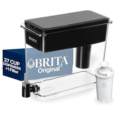 Brita UltraMax Large Water Dispenser With Standard Filter, BPA-Free, Replaces 1,800 Plastic Water Bottles a Year, Lasts Two Months or 40 Gallons, Includes 1 Filter, Kitchen Accessories, Large - 27-Cup Cover
