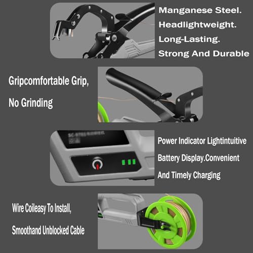 Máquina de Atado de Plantas de 2 Sec, 6000 Lazos/Carga, indicador de batería Recargable, Carpeta de Rama de árbol portátil para jardineros, Agricultores, paisajistas, diseño ergonómico