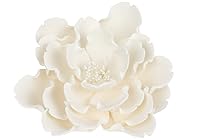Vista 1 de O'Creme Flor de pasta de goma, peonía blanca de 7 pulgadas, flor comestible para decoración de pasteles, pasta de azúcar, decoración de flores