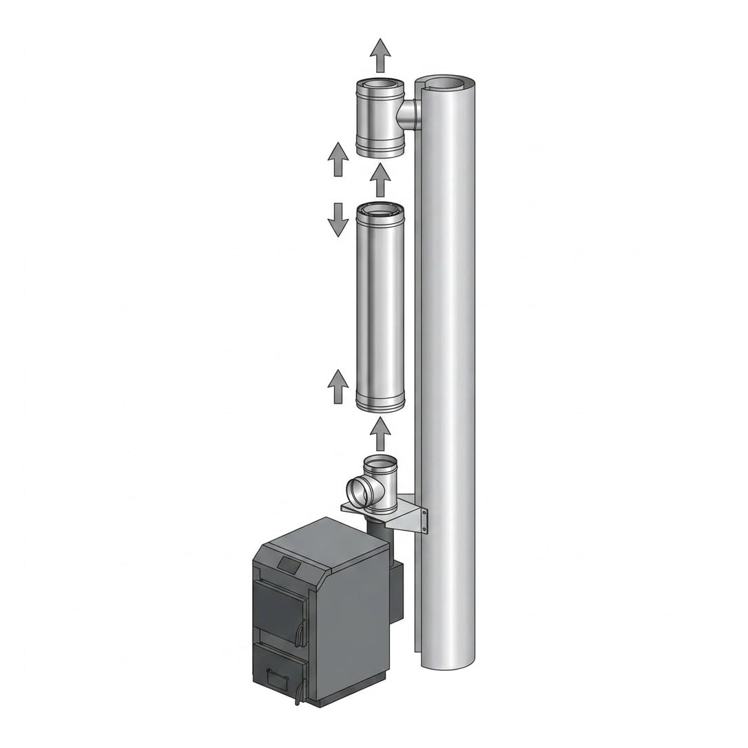 MAKA Modulo Lineare 1000 mm Canna Fumaria Doppia Parete Inox Ø 80 mm