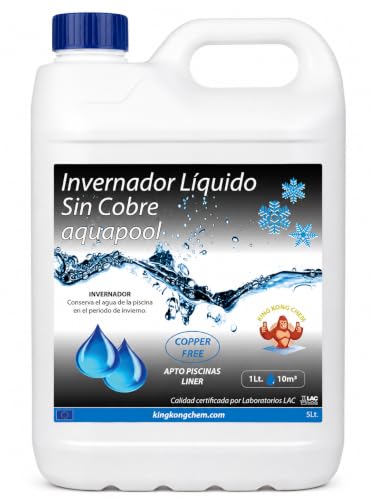 INVERNADOR LÍQUIDO SIN Cobre 5 litros Piscinas de Obra, Poliester/Liner y Salinas - Desinfectante y Algicida para el Tratamiento de Piscinas en Invierno