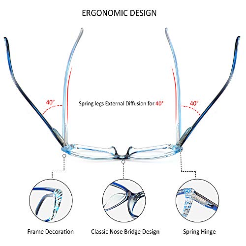 Image of VisionGlobal 5 Pairs Reading Glasses with Spring Hinge, Blue Light Blocking Glasses for Women /Men