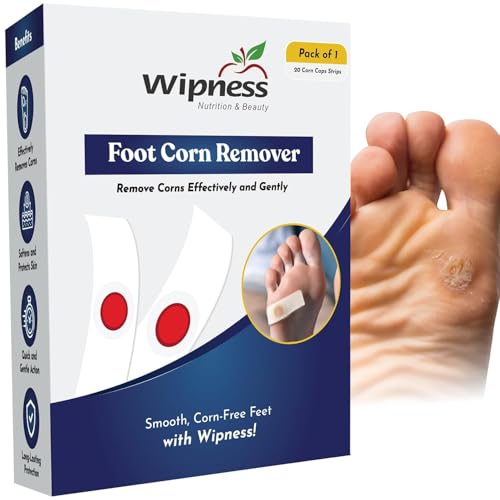 Wipness 100% Natural Foot Corn Removal Plaster – Pack of 1( 20 Corn Cap Strips ) | Herbal Corn Caps for Corns & Calluses | Gentle & Effective Corn Removal for Men & Women | Easy Application | Fast Relief from Pain & Pressure