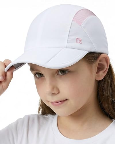 GADIEMKENSD Gorra para niños, Gorra de béisbol Plegable para niños pequeños, protección Solar UPF50+, Ligera y Transpirable, Adecuada para niños o niñas de 2 a 5 años, Blanco