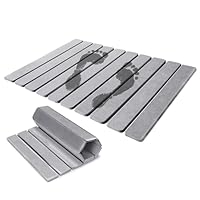 Kieselgur Badematte, 60x39 cm Faltbar Diatomeenerde Badematte Abtropfmatte Geschirr, Anti-Rutsch Wasserabsorbierende Matte Schnelltrocknende Spülbeckenmatte Für Badezimmer und Küche (Hellgrau)