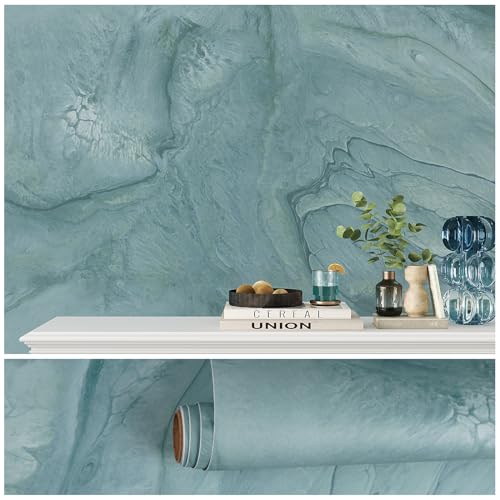 VEELIKE Papel Adhesivo Marmol Azul Vintage Papel Marmol Cocina Grueso Papel Pintado Pared Baño Impermeable Papel Autoadhesivo Pared Salon Decoracion Habitacion Papel Tapiz Comedor Pasillo 40cmx300cm