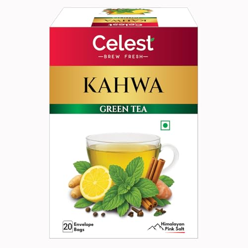 Image of Celest Kahwa Green Tea, 20 Tea Bags | Helps in Detox | Contains Desi Herbs & Spices