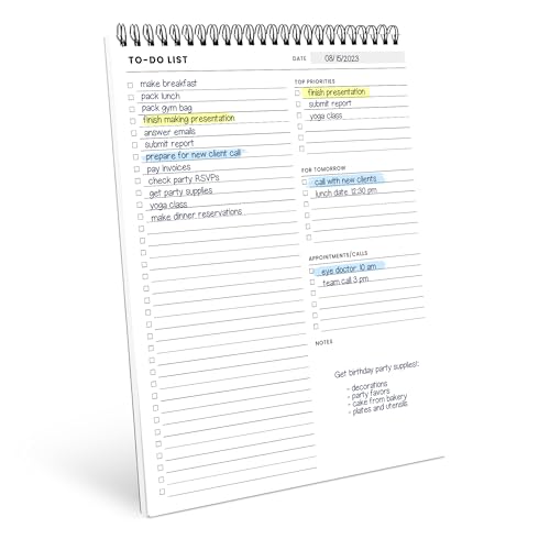 Of a Happy Kind To Do List Spiral Notepad 8.5x11 52 Sheets - Multiple Functional Sections - Daily Planner Notebook - Task Todo Checklist, Agenda Note Pad for Work