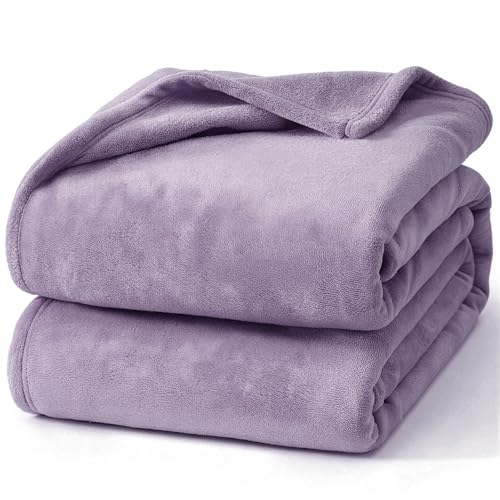 Hansleep Twin Fog Purple Fleece Blanket, Soft Flannel Bed Blanket
