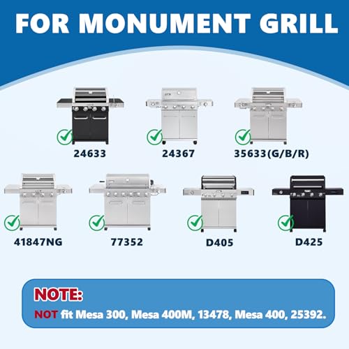 Image of SafBbcue 96333 Grill Plates for Monument Grills 77352 24633 17842 35633 13892 Gas Grill Cooking Accessories, Cast Iron Reversible Griddle for Monument Grill 41847NG D405 77352MB D425 Replacement Parts
