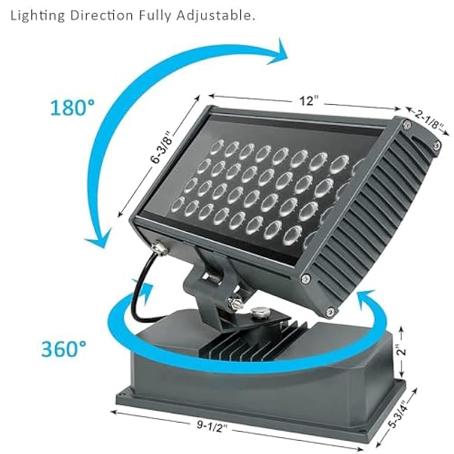 LED Wall Washer Flood Lights with RF Remote, 144W RGBW Color Changing Wash Lighting Waterproof Heavy-duty LED Wall Washing Light for Outdoor & Indoor Lighting Projects, Hotels, Church, Building, House