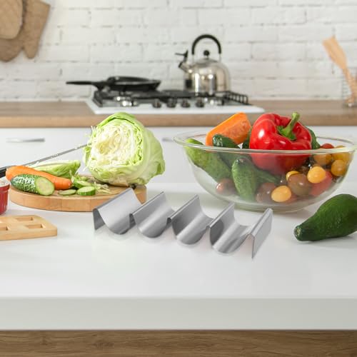 CALLARON 2 Stück Taco Halter - Hotdog Halter, Taco Ständer Edelstahl, Wellenform Brötchenhalter, Hot Dog Ständer für Halten Tacos, Hot Dogs, Tortilla, Sandwiches und Pfannkuchen
