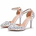 Royal Blue Rhinestone Sandals Thin High Heels Pointed Toe Sandals Blue Crystal Heels Shoes Fashion High Heel Shoes (41 M EU / 9 B(M) US, AB Color, numeric_9)