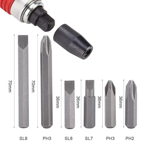 Image of Inditrust Impact Screwdriver With Chrome Vandium Steel Bits And Handle Multi-Functional Portable Screw Driver Tool Machine For Nut Bolt Opening Left /Right rotation (WITH 6 BITS)