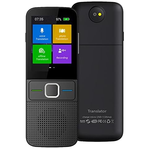 Instant Language Translator Device with Voice - Translator Device with Voice Both Ways Voice/Photo/Recording Translation Touch Screen Online&Offline Translator Support 138 Languages (Black) Cover