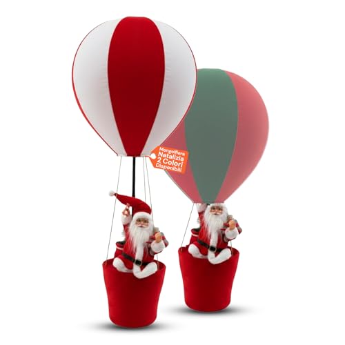 Avilia – Mongolfiera Natalizia Grande con Babbo Natale e Albero Decorativo, Decorazione Scenografica per Casa e Negozi, Addobbo Natalizio Originale Pronto all’Uso