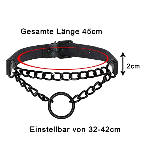 MANFNEE PU Leder Choker Punk Goth Emo Circle Kette Choker Halsband Halskette für Frauen Männer verstellbar