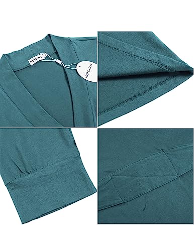 Image of HOTOUCH Womens Robe Lightweight Short Knit Bathrobe Soft Ladies Sleepwear with Pockets