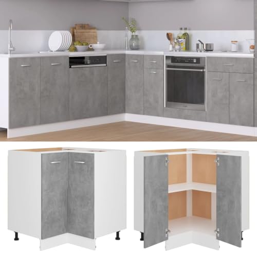 Générique Armoire d'angle Basse Lyon Gris béton 75,5x75,5x81,5 cm Bois d'ingénierie Meuble de...