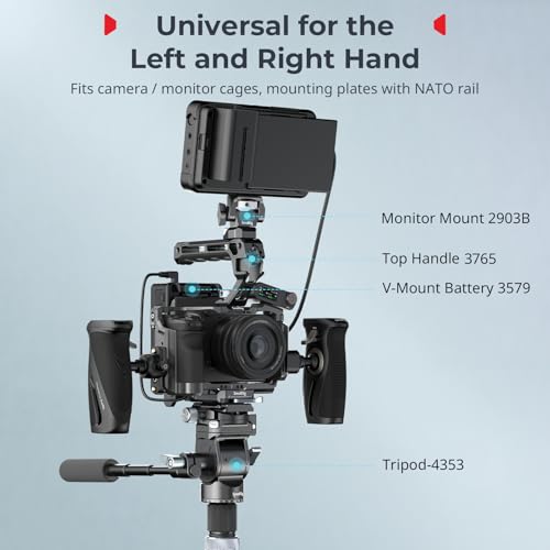 Image of SMALLRIG Push-Button Rotating Side Handle with NATO Clamp, for Left and Right Hand, 360 Rotatable Side Handle with Anti-Slip Silicone, Max. Load 15Kg