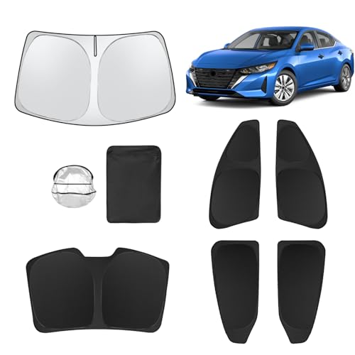 SHINELINERS 6pcs Car Window Shades for Nissan Sentra 2020-2025 Accessories,Windshield Side Rear Full Sunshade,Sun Visor UV Blocking, Privacy Protection and Blackout for Camping Outdoor