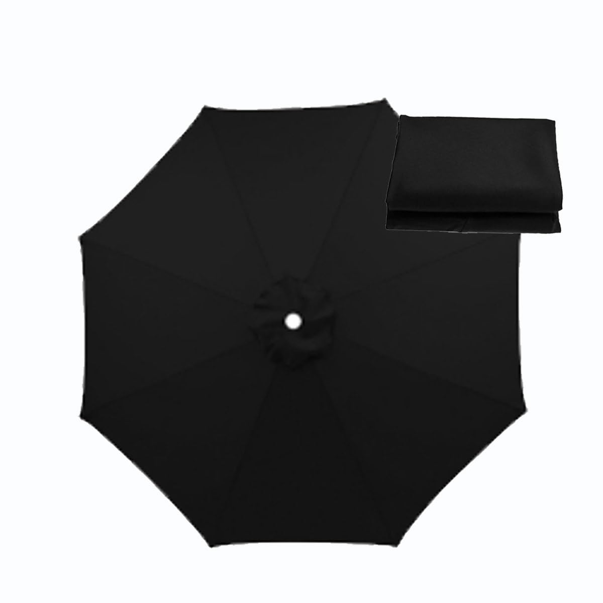 Sun Umbrella Replacement Cloth 6 Arms/8 Arms Replacement Parasol Canopy Cover 2.0m 2.30m 2.50m 2.70m 3.0m Outdoor Patio Garden Umbrella Canopy (Color : Black, Size : 2.70m/9FT-8Ribs)