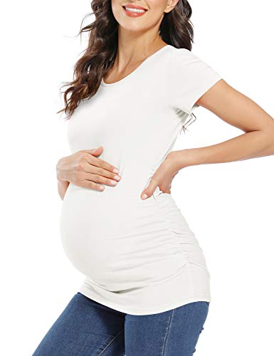 Glamix Maternity Shirts For Women Short Sleeve Tops Summer Clothes 3 Packs Cotton T Shirt Mama Basics Pregnancy Tees thumb #2