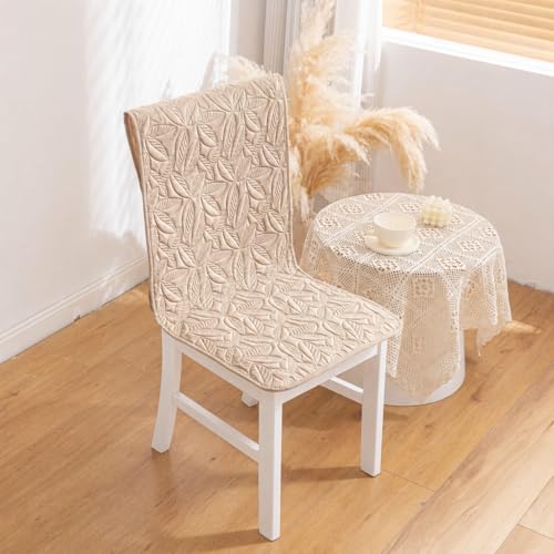 Image of HOMETHREADS Non-Slip Chair Cover-Universal Fit for Kitchen & Dining Chairs-Cushioned Comfort - Stylish Machine Washable Seat Cover -145x45Cm (Beige, Pack of 2)
