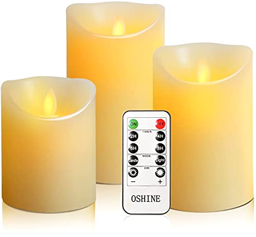 OSHINE flameless Candles, flameless Candlestick, flameless Battery Candles, Battery Remote Control Candles, LED Candles 3 Piece Set 4"5"6"H (3.15"D) Flash Flame with Remote Control and timed True Wax #1