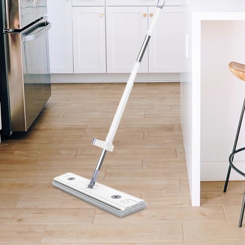 Vadrouille de nettoyage blanc 45cm avec balai microfibre lavable et essoreuse - 5