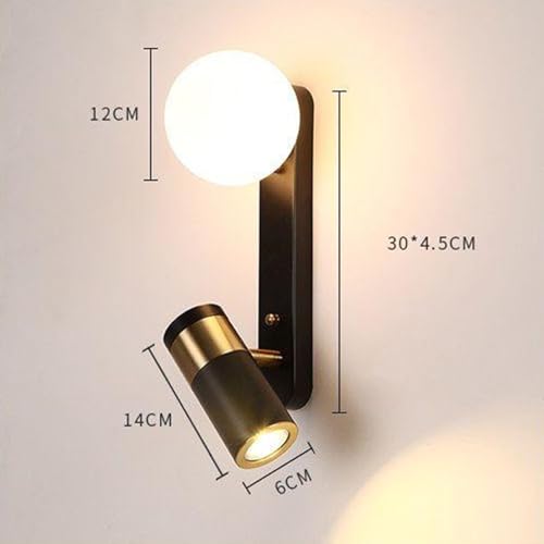 Aplique de pared negro y oro con pantalla de vidrio giratoria 6