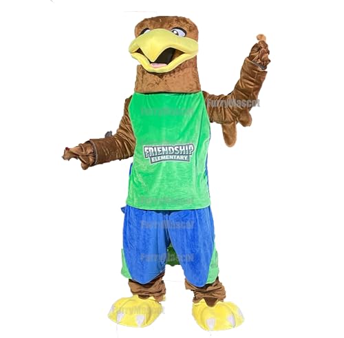 New Deluxe American Brown Eagle Mascot Hawk Falcon Birds Costume Party Carnival Costumes With COOL VEST & COOL FANS (Extra Large)