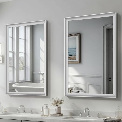 USHOWER 2 Pack 24x36 Inch Brushed Nickel Bathroom Mirrors for Over Sink