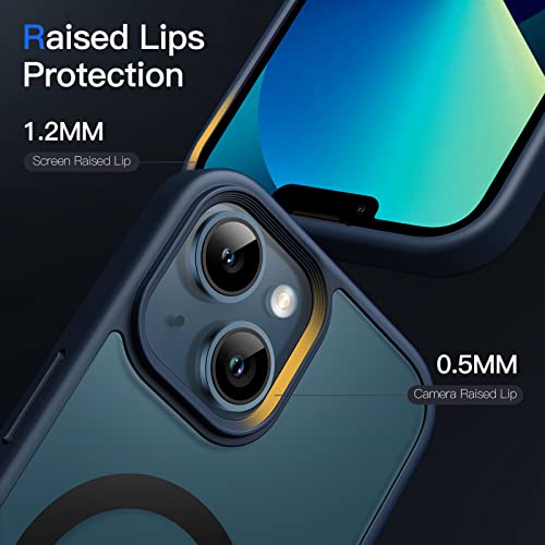 Image of JETech Magnetic Cover Case for iPhone 13 6.1-Inch Compatible with MagSafe, Translucent Matte Back Slim Shockproof Phone Cover (Storm Blue)