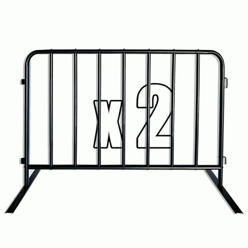BIGalleons 2-Pack 5 Ft. Black Steel Crowd Control Barricades - 60\" Wide x 39\" High, Bolt-Assembled Portable Interlocking Barrier, Heavy Duty Event Fencing for Indoor/Outdoor with Flat Feet Design