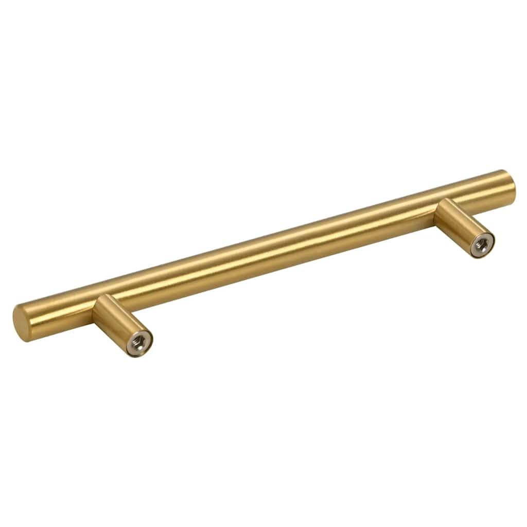 Möbelgriffe 10 Stk. Golden, Edelstahl Möbelgriff 128 mm Lochabstand, Schrankgriff für Front Tür Schublade Schrank Küche Bad Wohnzimmer Flur Garderobe Kommode, 192 x 32 mm