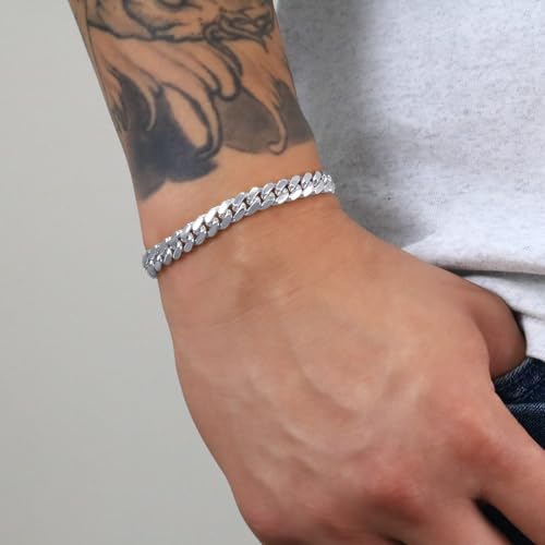 Nuragold 14K Real White Gold Solid Miami Cuban Link Chain Bracelet 7"-9" (2.7mm-7mm) Italian Jewelry for Men & Women3