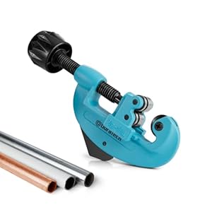 DURATECH Tubing Cutter 1/8″-1-1/4″, Copper, Aluminum, Brass and Plastic Tubing Quick-Acting Cutter, With Replacement Wheel and Reamer