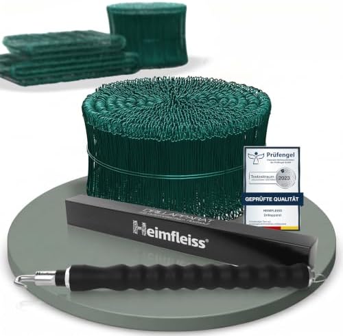 Heimfleiss® Drillapparat Driller + Betonbindedraht 1,4 mm (1000 Stk) | Rödelzange & Drahtbinder aus Carbonstahl | ummantelter Bindedraht für Moniereisen | 4-Nuten-Spindel, bindet s