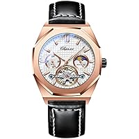 RORIOS Relojes Hombre Reloj Luminoso Automático Mecánico Relojes de Pulsera con Correa de Cuero Esqueleto Militar Reloj para Hombre