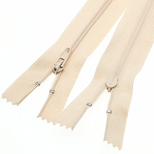 22 Inch Close End Nylon Coil Zippers For Sewing Craft Assorted Length (20 Pcs Beige) Yiguanxin #TOP2