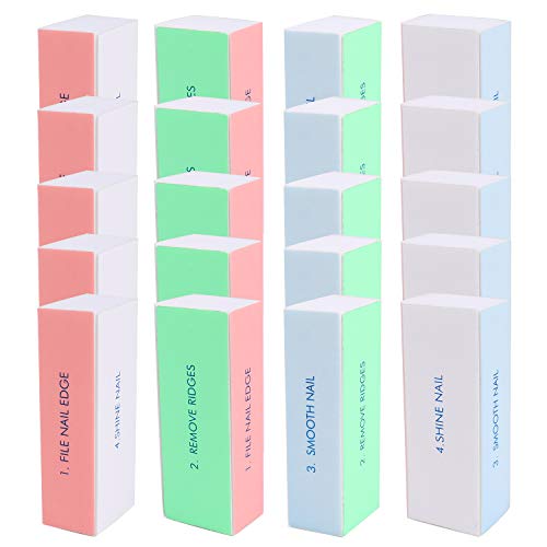 Kingrol 20 Pack 4-Way Nail Buffer Blocks, Nail Files Sanding Blocks Manicure Files for Nail